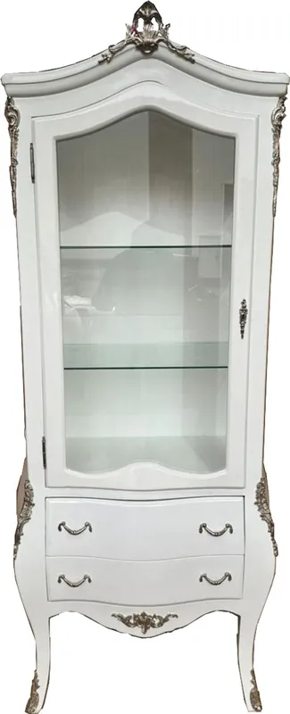 Casa Padrino baroque display cabinet white / silver H. 185 cm - Baroque furniture Sonderaktion