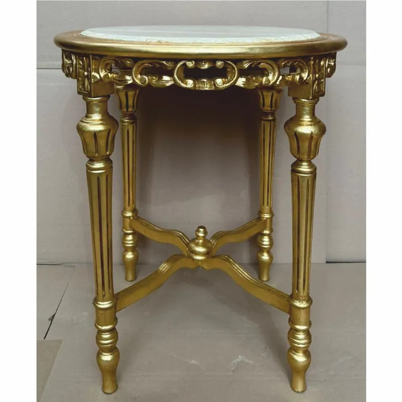 Casa Padrino baroque side table gold / gray Ø 60 x H. 72 cm - Baroque furniture Highlight