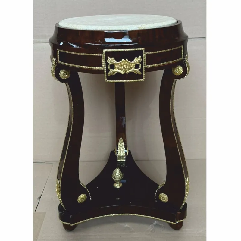 Casa Padrino baroque side table with marble top dark brown / gold / gray H. 73 cm Sichere Zahlung