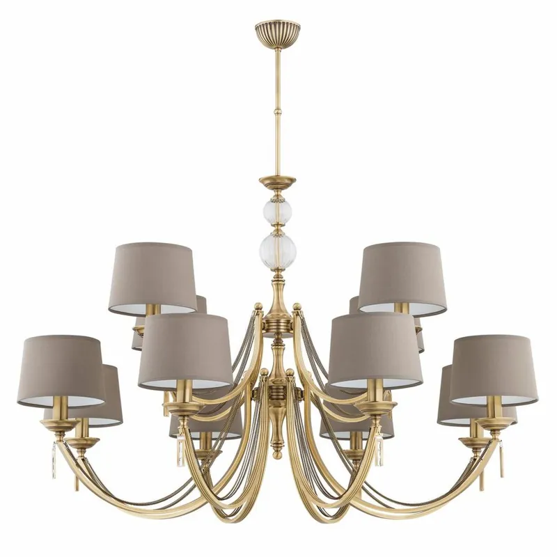 Casa Padrino luxury baroque chandelier brass with patina / gray Ø 112 cm Begrenztes Angebot