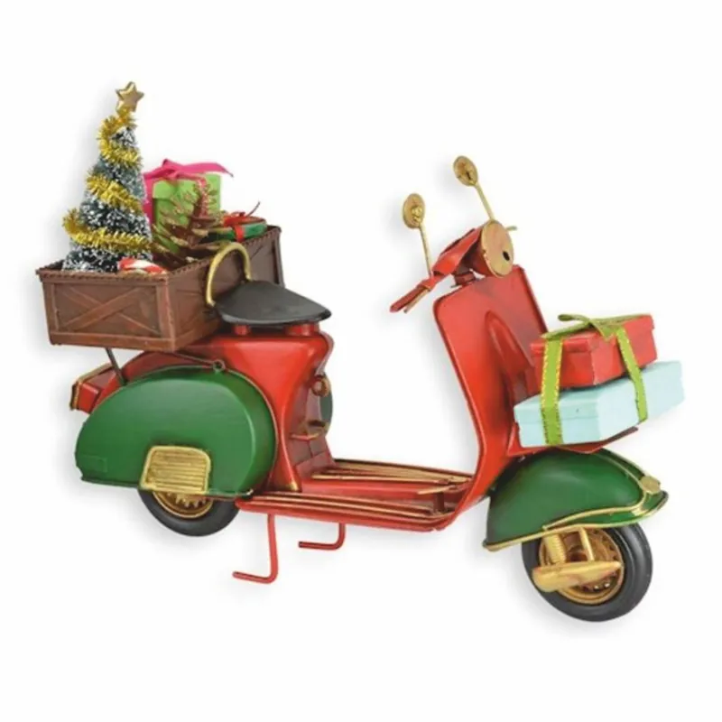 Casa Padrino decorative sheet metal Christmas scooter red / green / gold 28 cm - Christmas decoration Neu