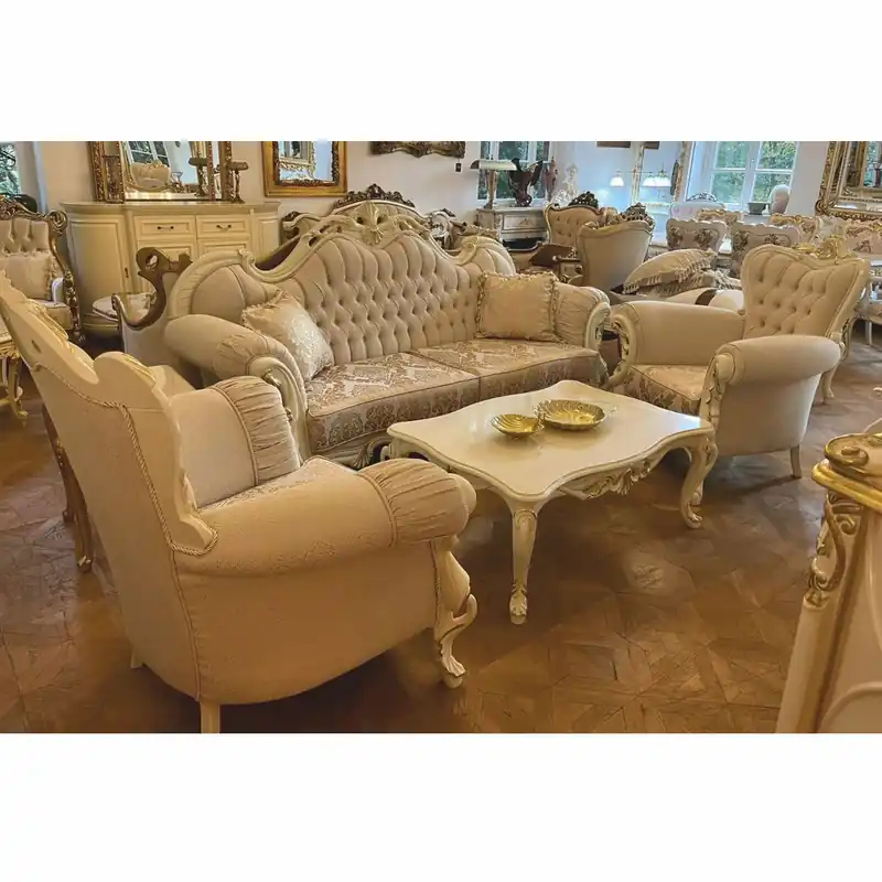 Casa Padrino luxury baroque living room set white / gold - Baroque style furniture Finale Aktion