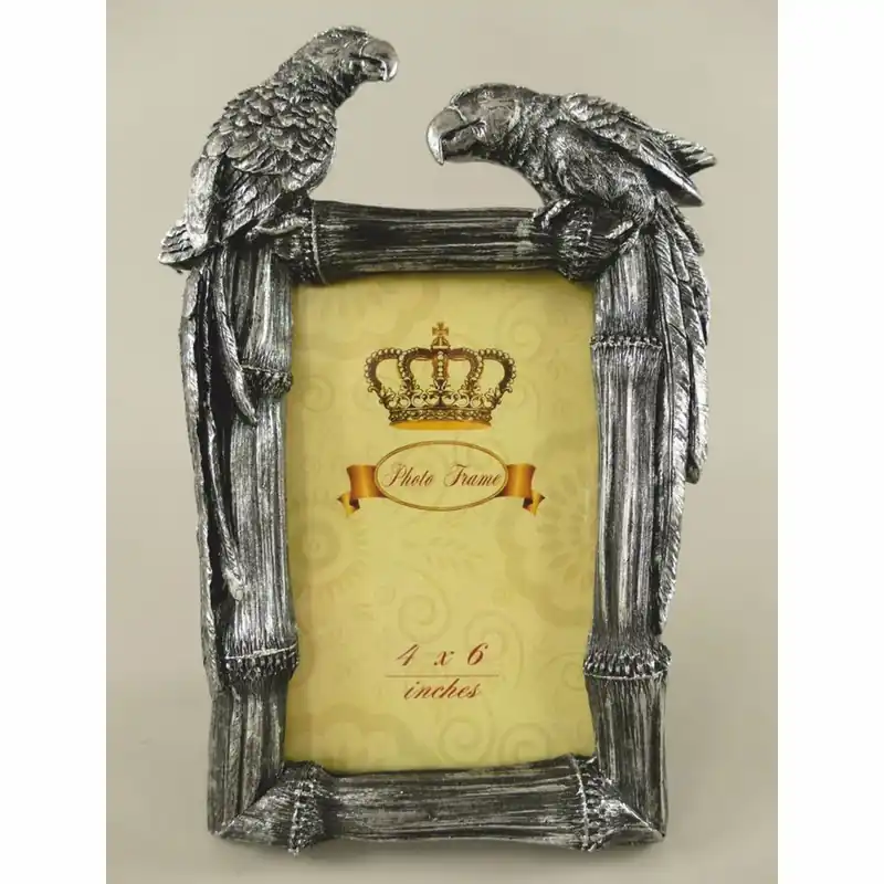 Neu Casa Padrino baroque picture frame parrots antique silver H. 23 cm - Baroque style decoration accessories