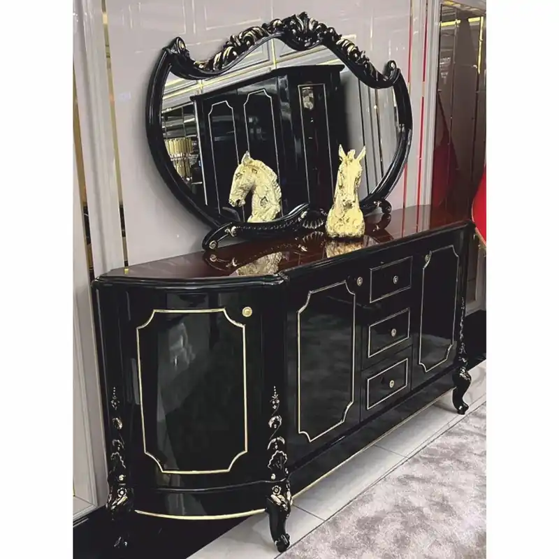 Casa Padrino luxury baroque sideboard with mirror black / dark brown / gold - Handmade baroque furniture Jetzt Kaufen