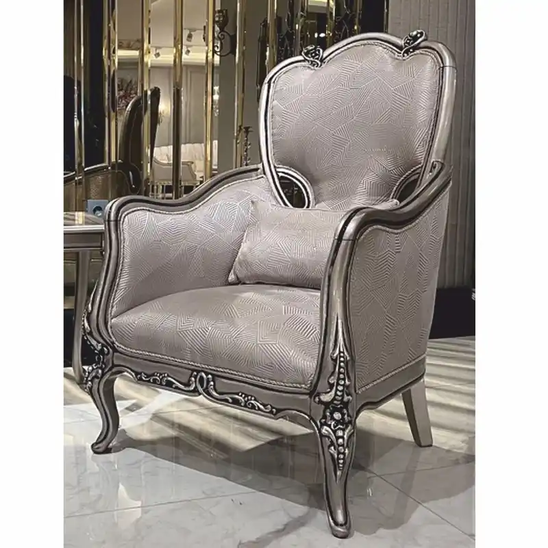 Casa Padrino luxury baroque armchair with pillow silver H. 113 cm - Baroque style living room furniture Nur Heute
