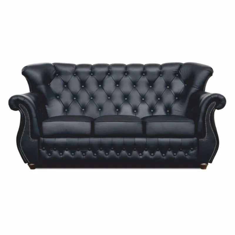 Casa Padrino Luxury Chesterfield Leather Sofa Black / Dark Brown 190 cm - Living Room Furniture Neu