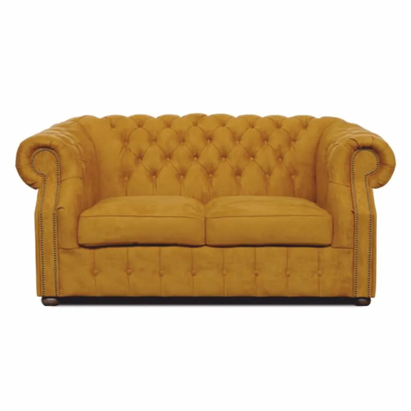 Casa Padrino Luxury Chesterfield Velvet Sofa Ochre / Dark Brown 160 cm - Living Room Furniture Preis Gesenkt