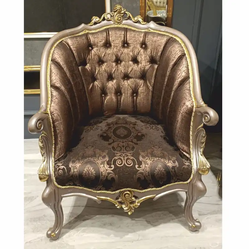 Casa Padrino luxury baroque armchair black / gray / gold H. 107 cm - Baroque furniture Schneller Versand