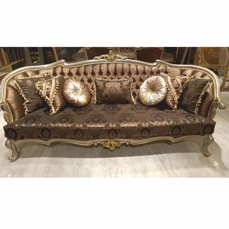 Sofort Bestellen Casa Padrino Luxury Baroque Living Room Sofa Black / Gray / Gold 241 cm - Baroque Furniture