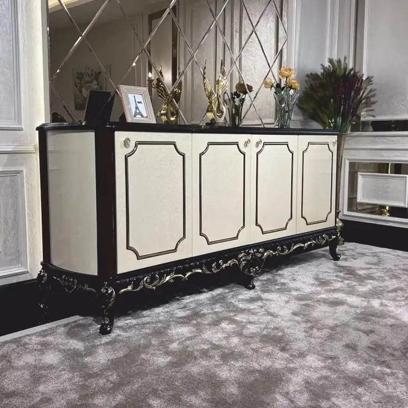 Casa Padrino Luxury Baroque Sideboard Cream / Dark Brown / Gold 230 cm - Baroque Style Furniture Sofort Bestellen