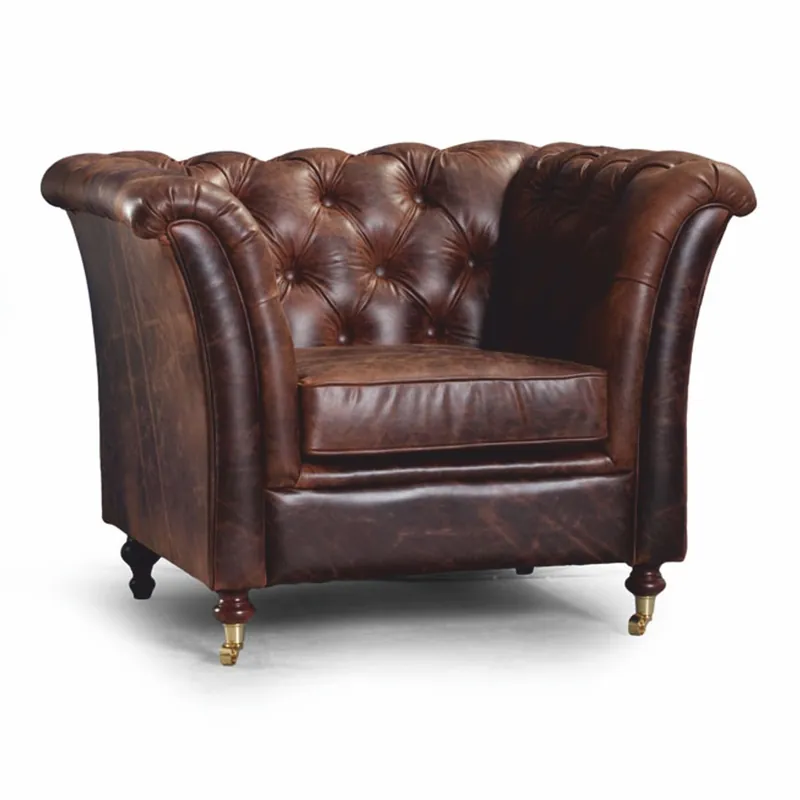 Must-Have Casa Padrino luxury Chesterfield genuine leather armchair vintage brown / brass - Genuine leather furniture