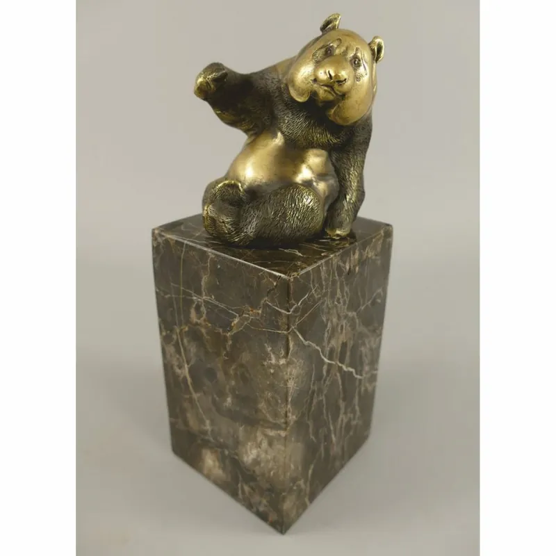 Kracherpreis Casa Padrino bronze sculpture panda bear gold / black H. 21 cm - Bronze figure