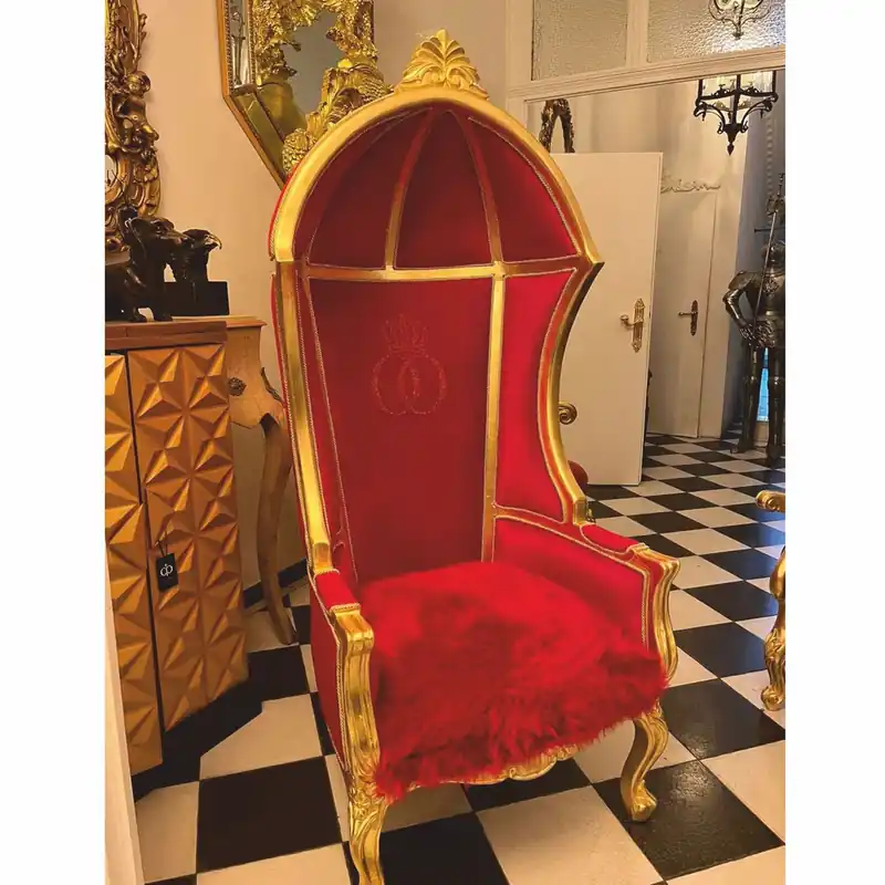 Heißes Angebot Pompöös by Casa Padrino Luxury Baroque Balloon Armchair Bordeaux Red / Gold - designed by Harald Glööckler