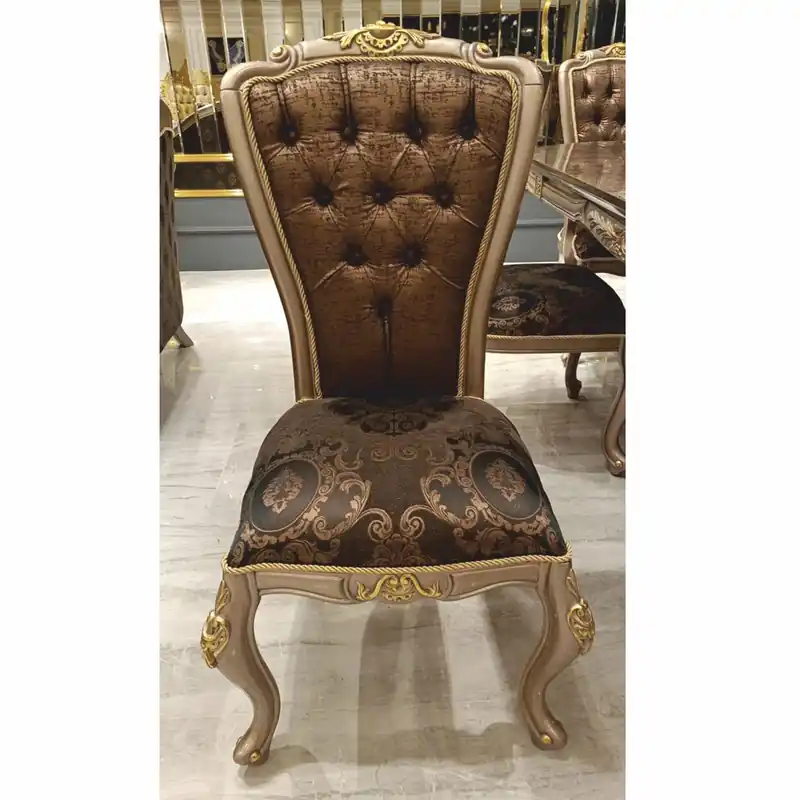 Casa Padrino luxury baroque dining chair black / gray / gold H. 113 cm - Baroque dining room furniture Direkt Vom Hersteller