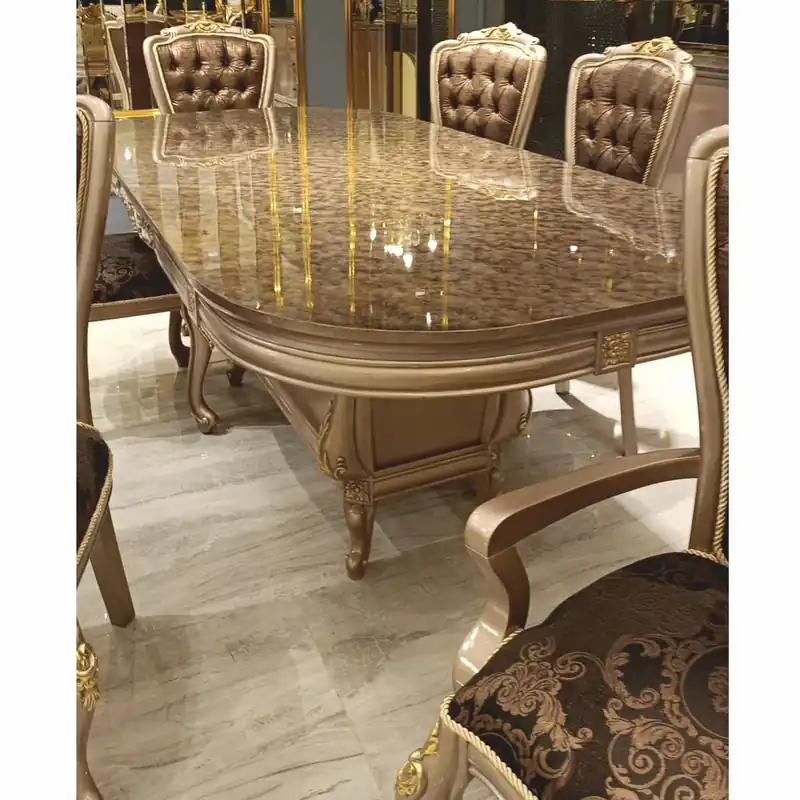 Günstig Casa Padrino luxury baroque dining table gray / black / gold 230 cm - Baroque dining room furniture
