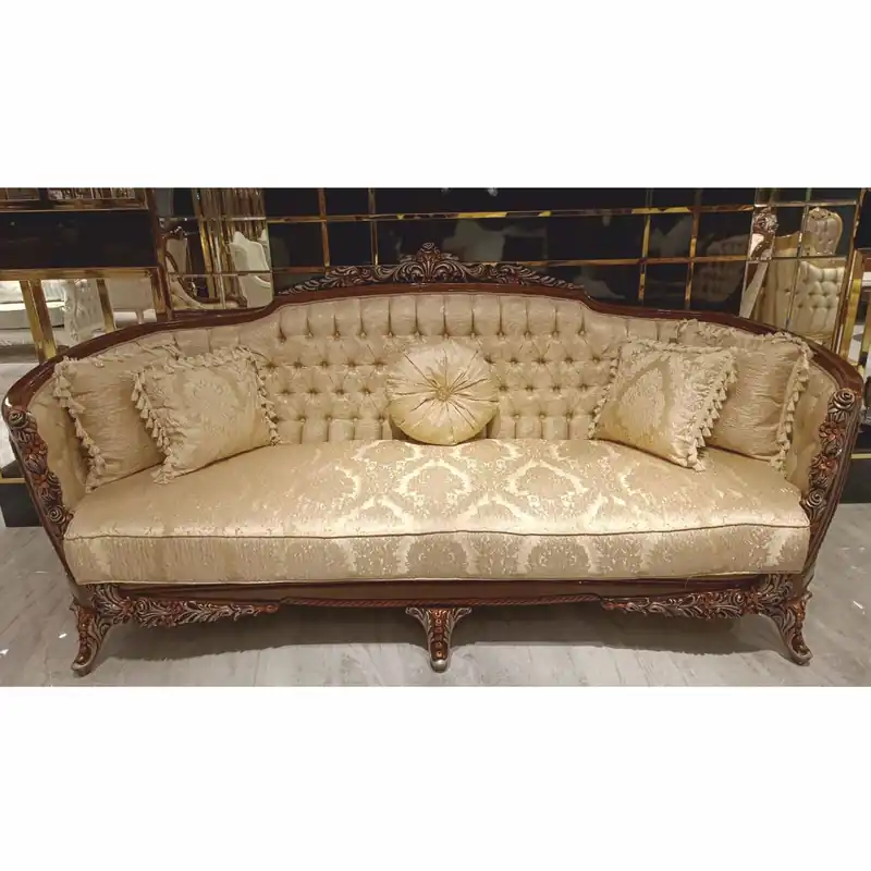 Casa Padrino luxury baroque living room sofa gold / dark brown / gray / bronze 245 cm - Baroque furniture Neuheit