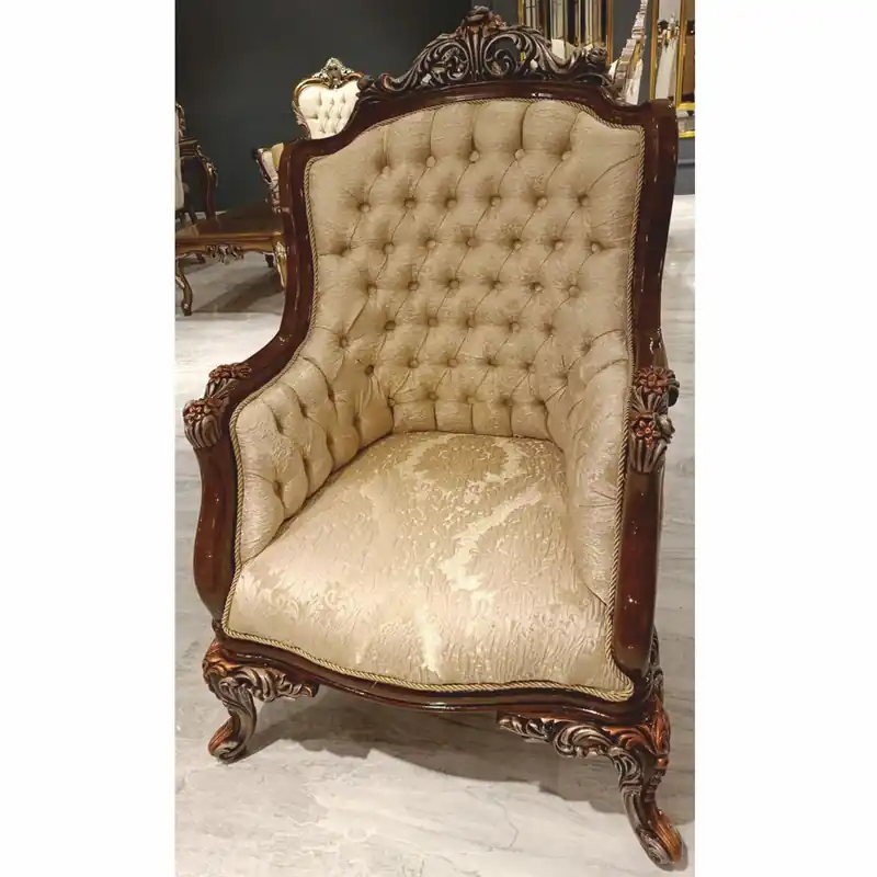 Casa Padrino luxury baroque living room armchair gold / dark brown / gray / bronze H. 121 cm - Baroque furniture Sichere Zahlung