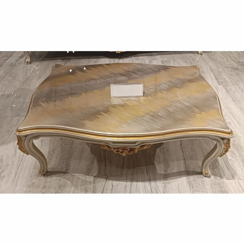 Casa Padrino luxury baroque coffee table gray / gold 127 cm - Baroque style living room furniture Kracherpreis