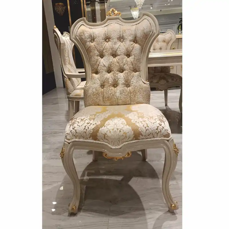Casa Padrino luxury baroque dining chair gold / white / gray / gold H. 110 cm - Baroque dining room furniture Mega-Angebot