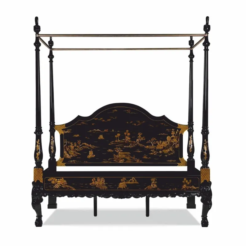 Casa Padrino luxury baroque canopy bed in Chinese style black / gold - Bedroom furniture Preis Gesenkt