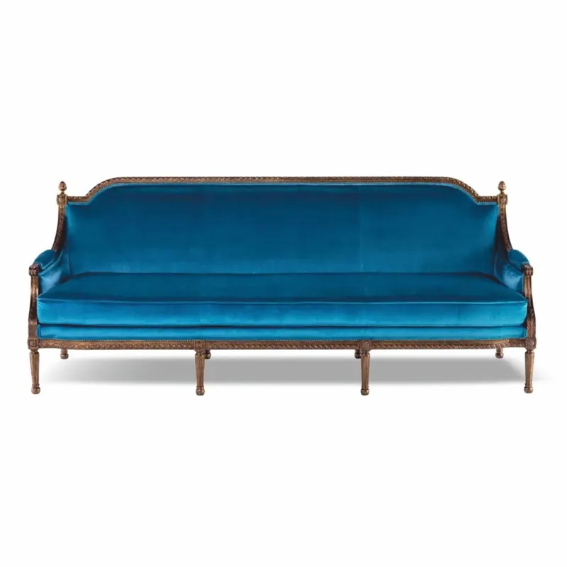 Nur Heute Casa Padrino luxury baroque velvet sofa blue / brown 233 cm - Baroque style living room furniture