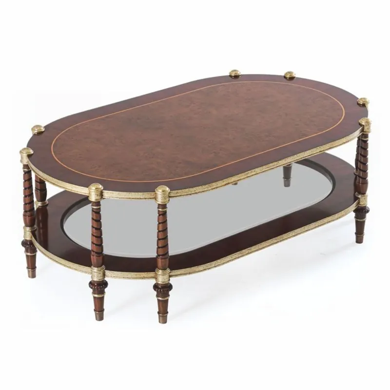 Casa Padrino luxury baroque coffee table dark brown / antique gold 125 cm - Baroque furniture Günstig