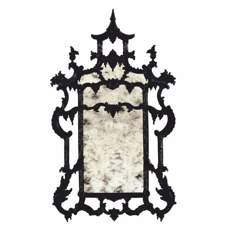 Knallerangebot Casa Padrino luxury baroque mirror in chinese style black / gold H. 134 cm - Baroque style furniture