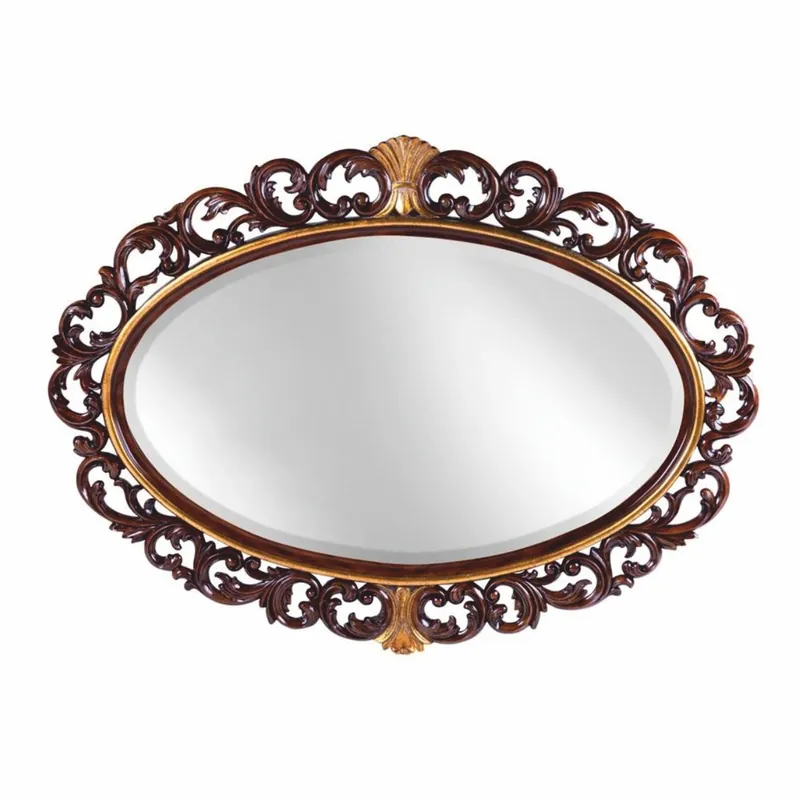 Casa Padrino Luxury Baroque Mahogany Mirror Dark Brown / Antique Gold 135 cm - Baroque Furniture Top-Seller