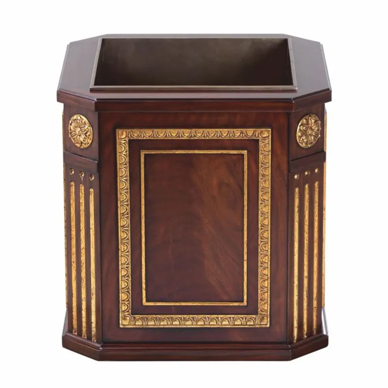 Casa Padrino Luxury baroque flower pot dark brown / antique gold 60 cm - Baroque decoration accessories Sonderaktion