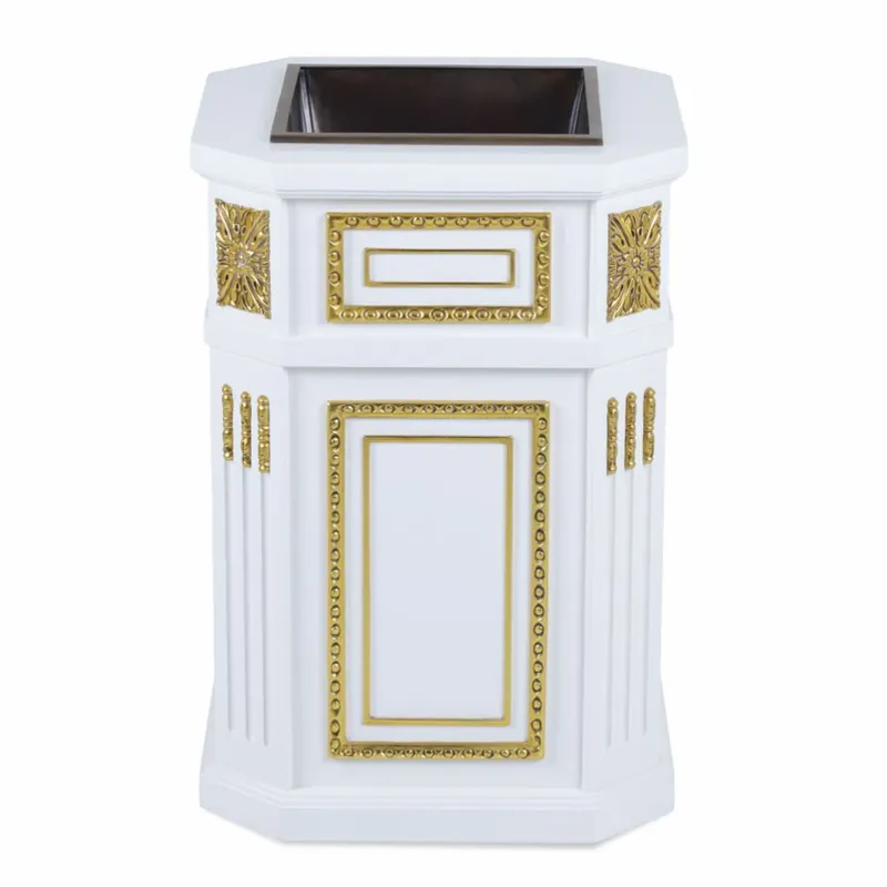 Must-Have Casa Padrino Luxury baroque flower pot white / gold H. 65 cm - Baroque decoration accessories