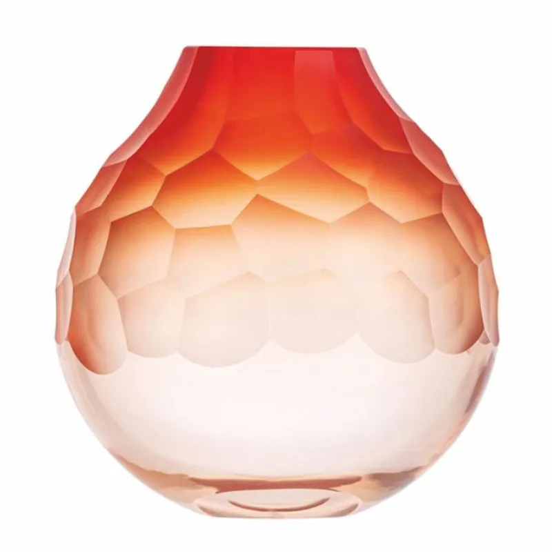 Jetzt Bestellen Casa Padrino luxury crystal glass vase coral red Ø 15 x H. 15 cm - Mouth-blown & hand-polished