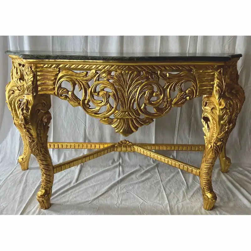 Direkt Vom Hersteller Casa Padrino baroque console with marble top gold / green - Magnificent baroque style furniture
