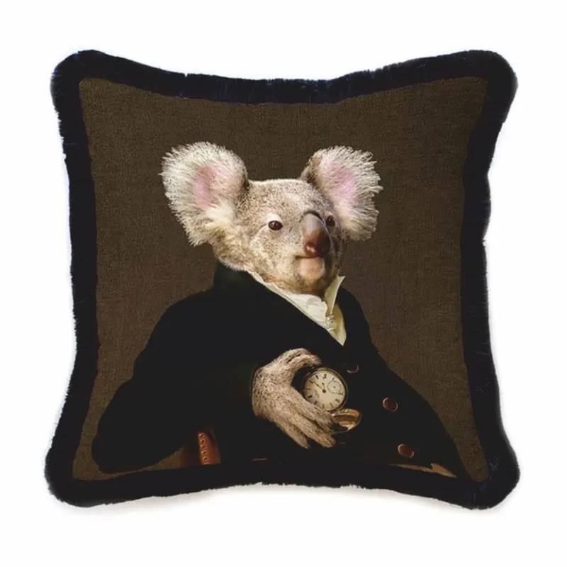 Casa Padrino luxury decorative velvet pillow sir koala bear brown / black 45 x 45 cm Preiswert