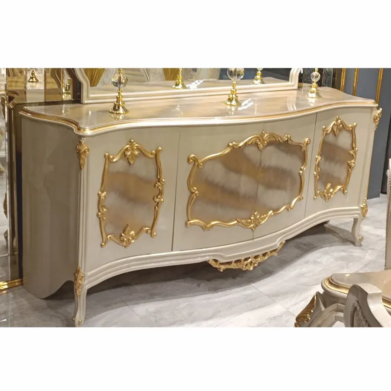 Casa Padrino Luxury Baroque Sideboard with 4 Doors Gray / Gold 226 cm - Baroque Style Furniture Markenware