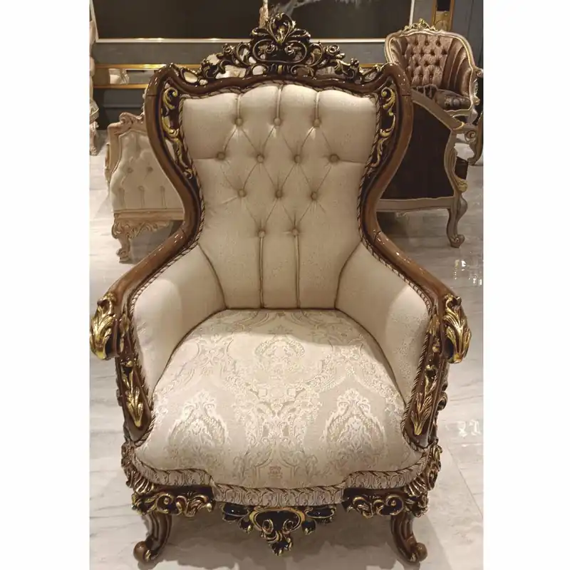 Sale Casa Padrino luxury baroque living room armchair beige / brown / gold H. 120 cm - Baroque furniture
