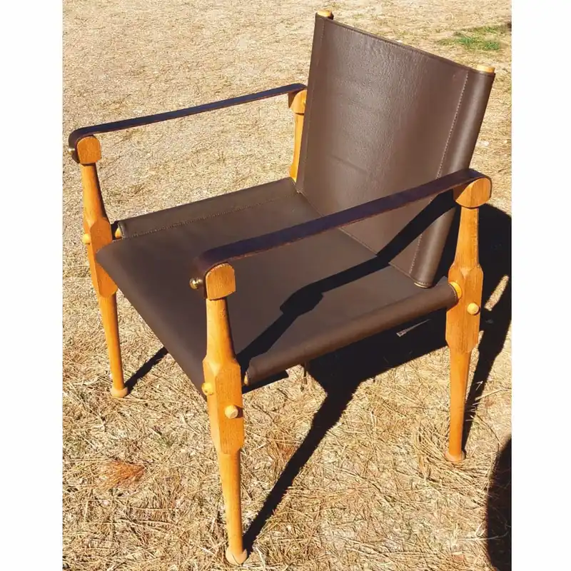 Solange Der Vorrat Reicht Casa Padrino luxury leather director's chair with armrests brown / natural - Genuine leather furniture