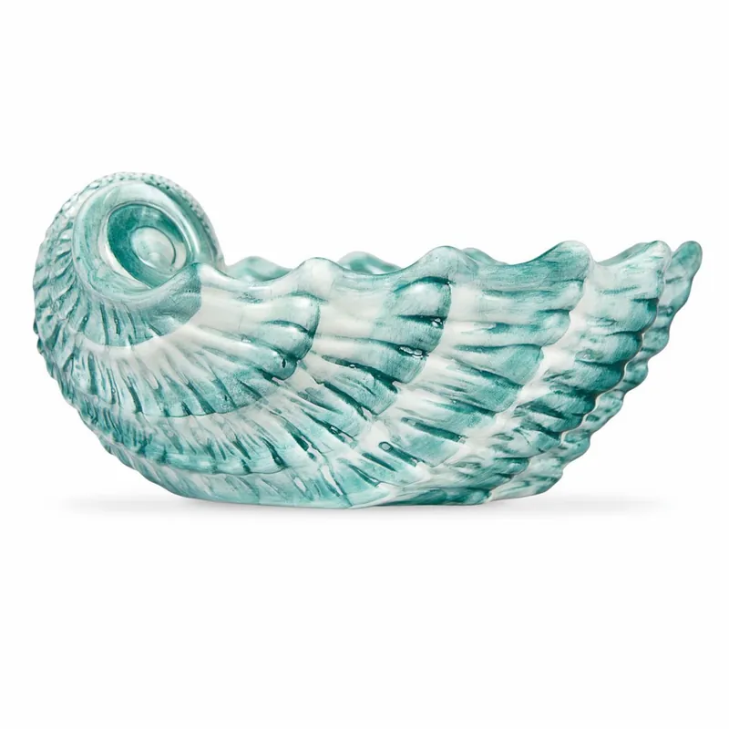 Casa Padrino luxury ceramic bowl in shell shape green / white 37 cm - Made in Italy Geprüft
