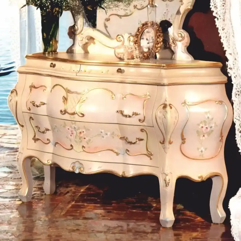 Wochenendangebot Casa Padrino luxury baroque bedroom dresser with 4 drawers ivory / gold - Made in Italy
