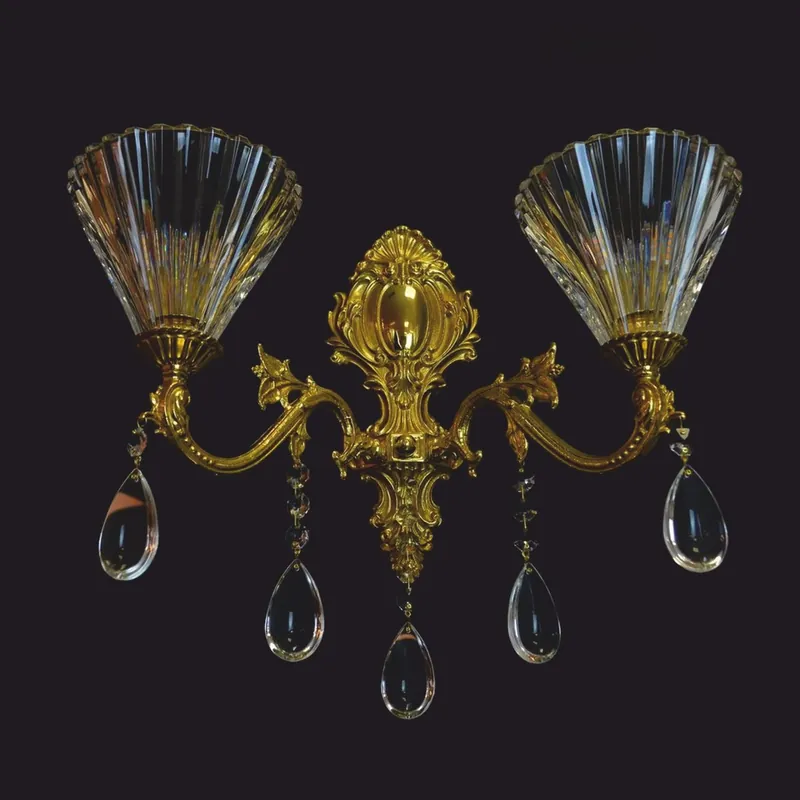 Casa Padrino Luxury Baroque LED Crystal Double Wall Lamp Gold 43 x 23 x H. 39 cm - Baroque Lights Rabatt