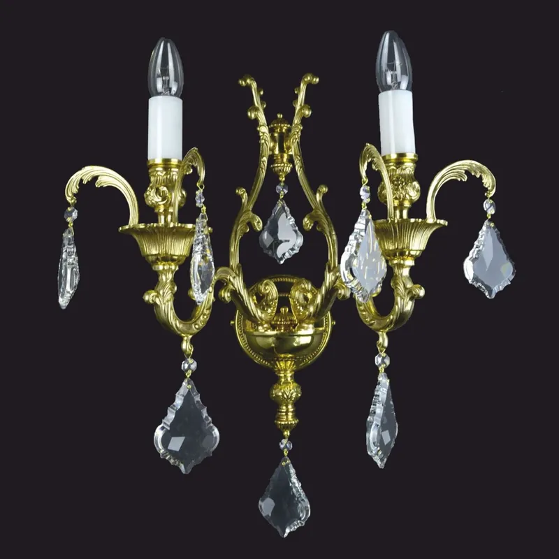 Casa Padrino Luxury Baroque Crystal Double Wall Lamp Gold 40 x 28 x H. 54 cm - Baroque Lights Expressversand