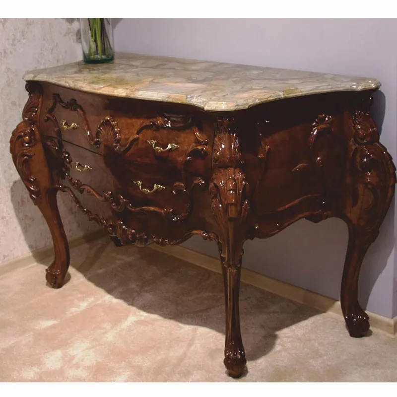 Beliebt Casa Padrino luxury baroque chest of drawers with marble top dark brown / gray 156 cm - Baroque furniture