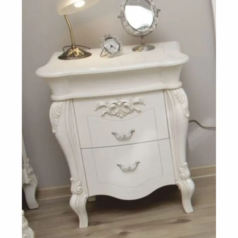 Angebot Casa Padrino luxury baroque bedside table with 2 drawers white / silver H. 70 cm
