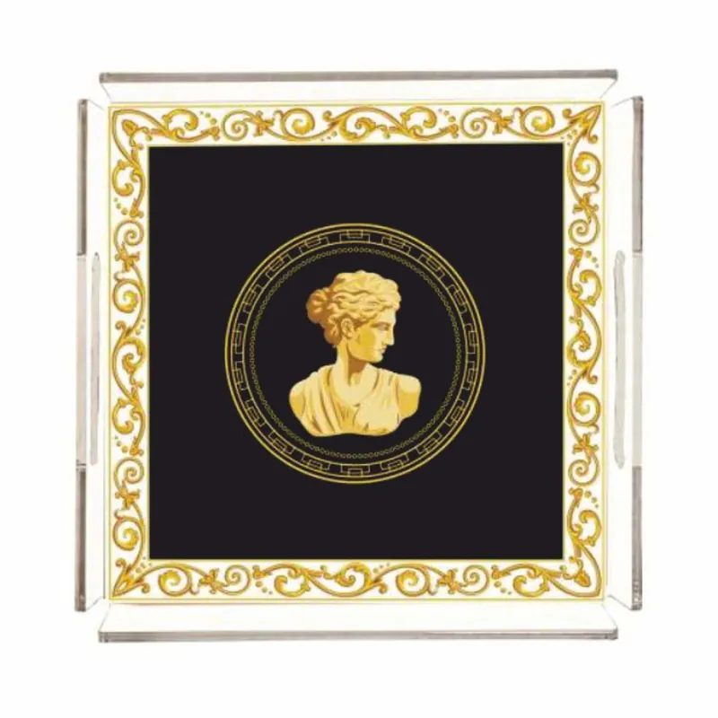 Casa Padrino luxury serving tray baroque woman's bust black 40 cm - Catering accessories Direkt Vom Hersteller