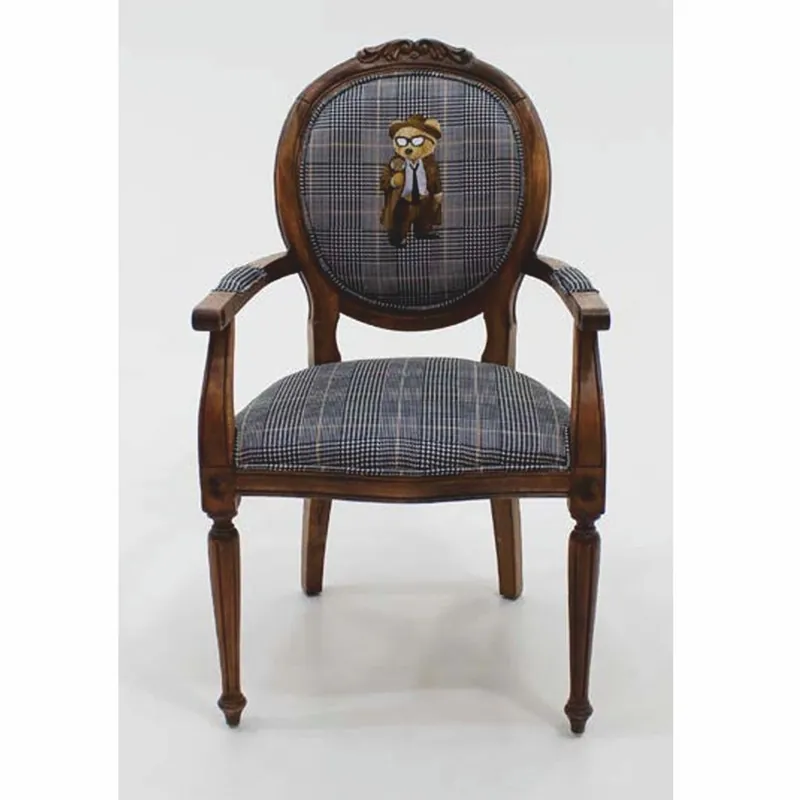 Direktkauf Casa Padrino luxury baroque dining room chair with armrests detective teddy bear blue / brown