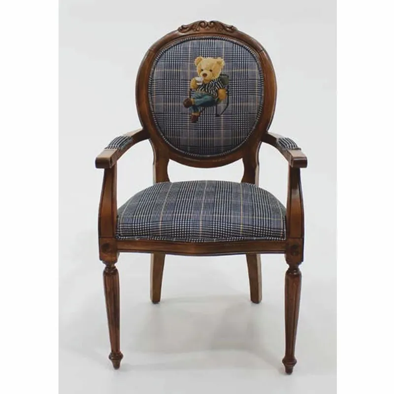 Casa Padrino luxury baroque dining room chair with armrests teddy bear takes a break blue / brown Neuheit