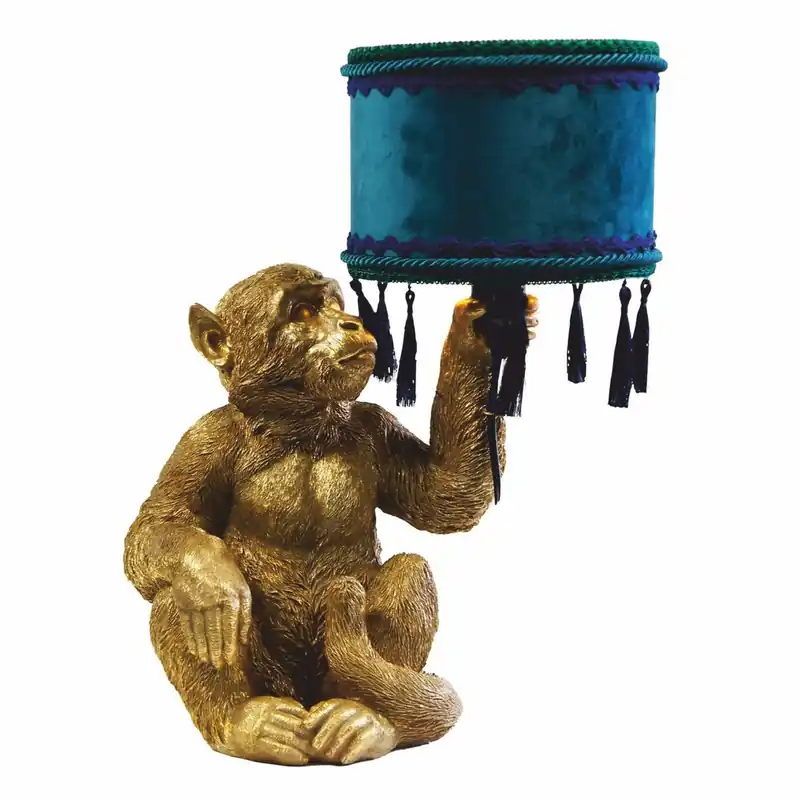 Top-Preis Casa Padrino luxury table lamp monkey gold / blue / green H. 50 cm - Luxury lamps