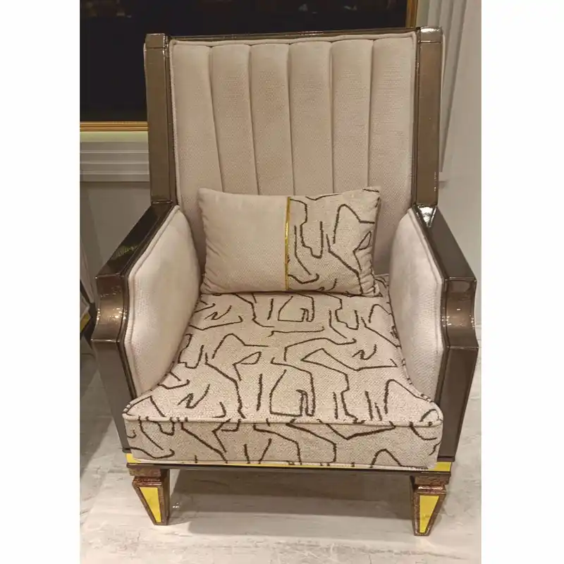 Preis Gesenkt Casa Padrino Luxury Art Deco Armchair Gray / Brown / Gold H. 109 cm - Living Room Furniture