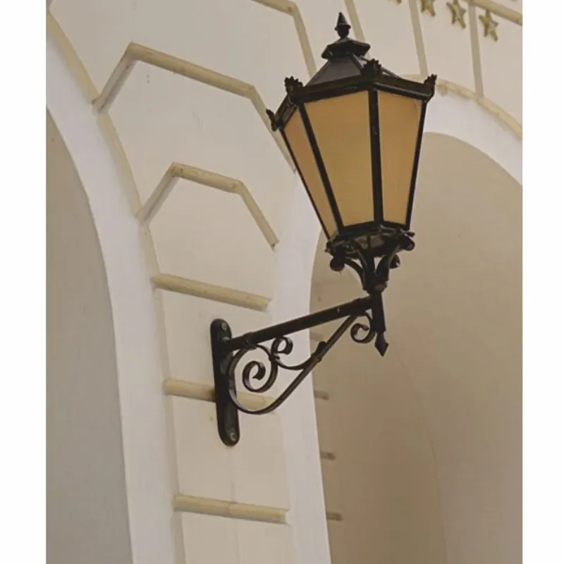 Casa Padrino baroque outdoor wall lamp black / amber H. 126.5 cm - Nostalgic outdoor lighting Nur Heute