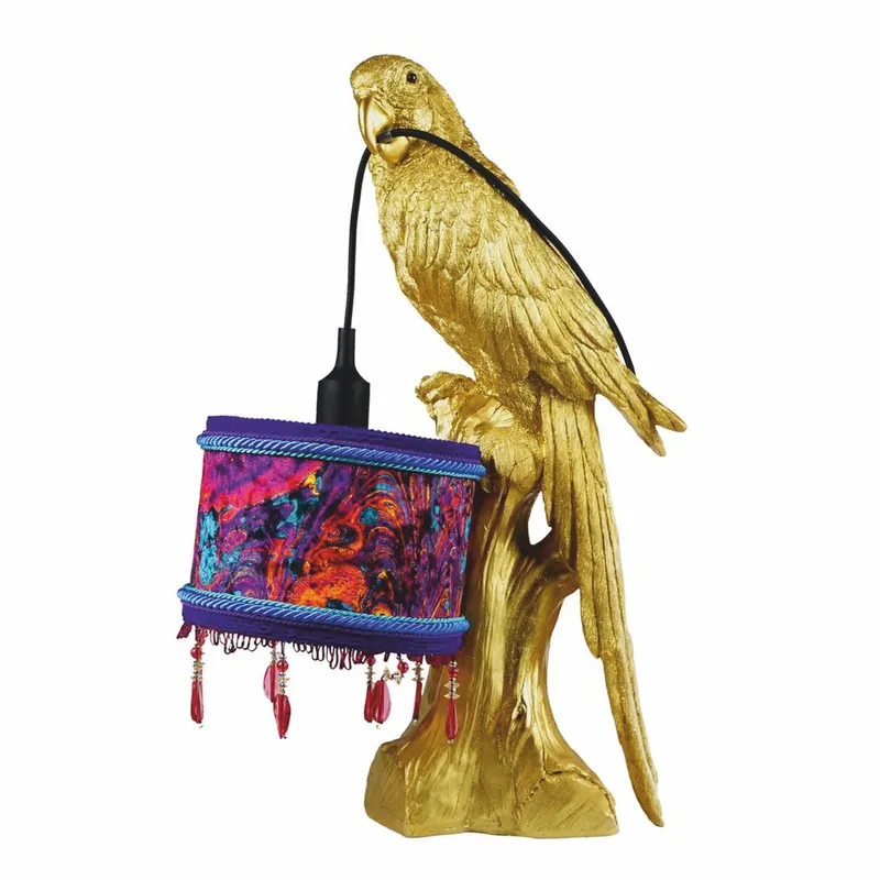 Preisreduziert Casa Padrino luxury table lamp parrot gold / colorful H. 61 cm - Luxury lamps