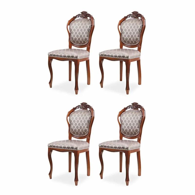 Casa Padrino luxury baroque dining room chair set of 4 with pattern gray / brown H. 102 cm Top-Preis